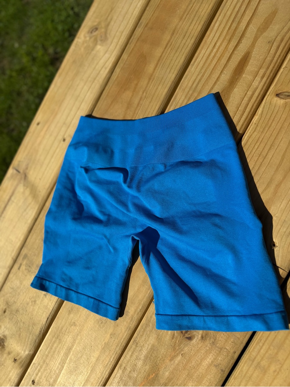 Women's High-Rise Blue Bike Shorts with Supportive Fit